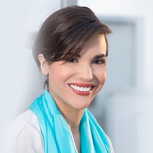 Woman with Lumineers on her teeth smiling