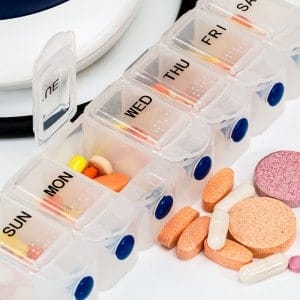 medication in a daily medicine holder