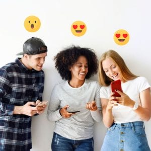 3 people reading viral dental advice on their phone.